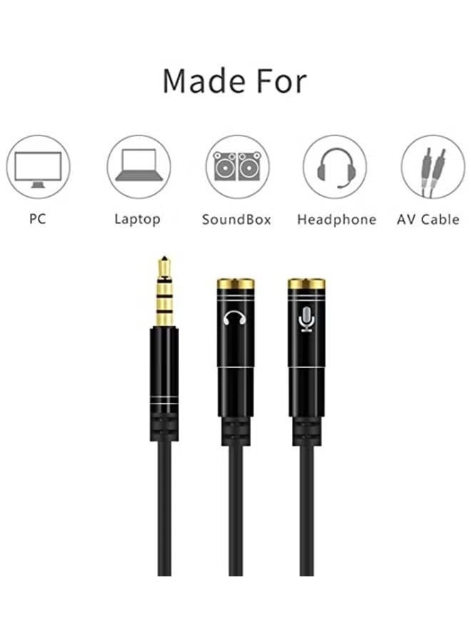 محول سماعة ميكروفون موبايل 3.5 ملم، كابل تمديد ميكروفون وسماعة، محول جاك Aux لهاتف، كمبيوتر، لابتوب - Image 4